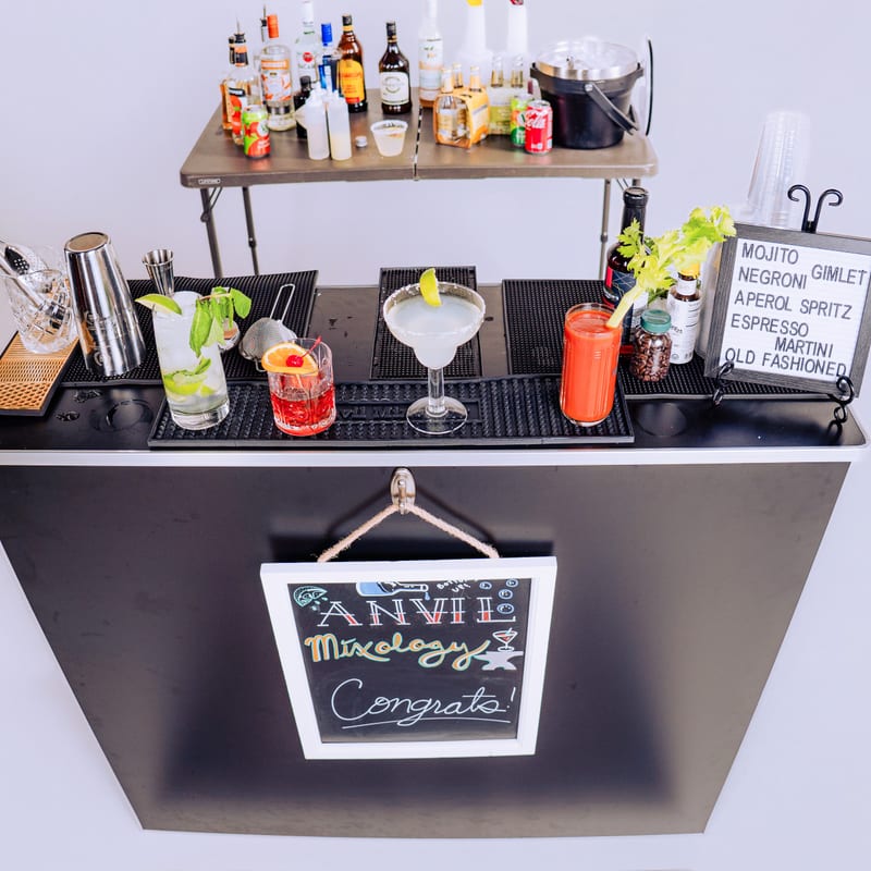 Elegant cocktails on a bar counter