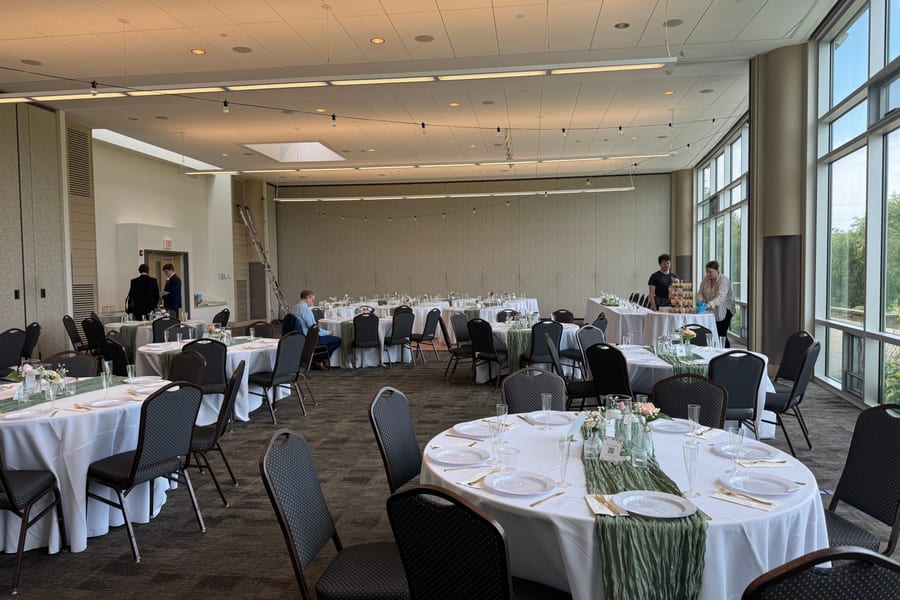 Wedding bar setup with floral decorations